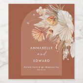 modern terracotta boheiengras botanisch wijn etiket (Enkel label)