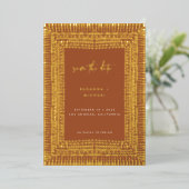 Modern Terracotta Boho Lijst Wedding Save Date Folie Uitnodiging (Staand Voorkant)
