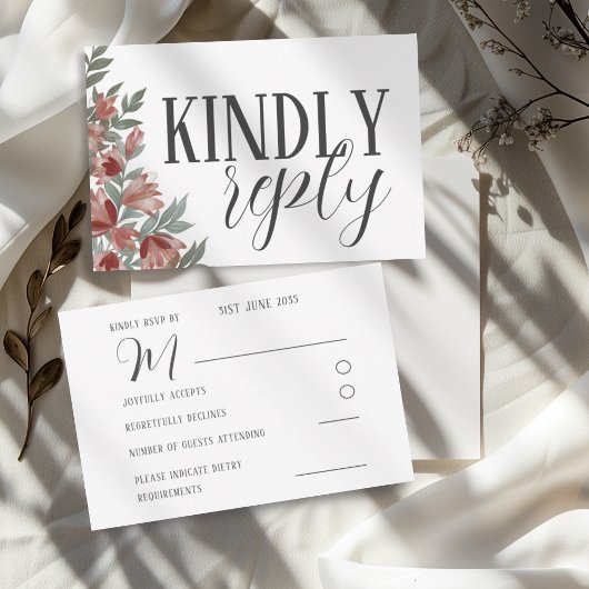 Modern Terracotta Botanical RSVP Wedding Kaartje