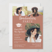 Modern terracotta Brushstroke 3 foto's afstuderen Kaart (Voorkant)