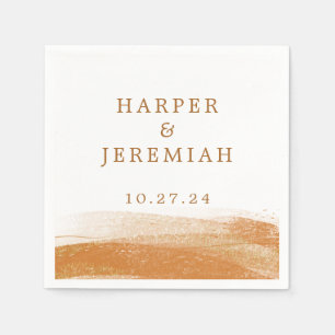 Modern Terracotta Burnt Rust Gold Foil Waterverf Servet