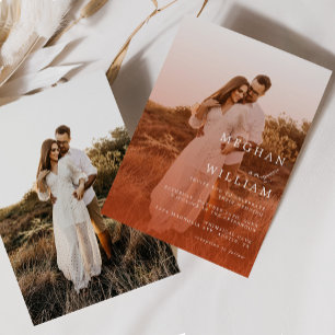 Modern Terracotta Burnt Sinaasappel Boho Wedding F Kaart
