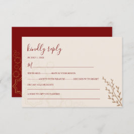 Modern Terracotta Burnt Sinaasappel Boho Wedding RSVP Kaartje