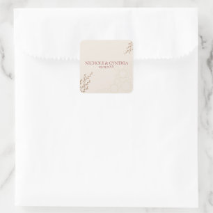 Modern Terracotta Burnt Sinaasappel Boho Wedding Vierkante Sticker
