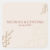 Modern Terracotta Burnt Sinaasappel Boho Wedding Vierkante Sticker (Voorkant)