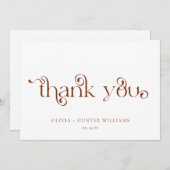 Modern Terracotta Calligrafie Bedankkaart (Voorkant / Achterkant)