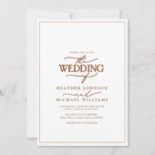 Modern Terracotta Calligraphy Wedding Invitation Kaart (Voorkant)