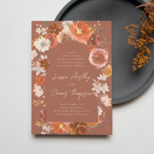 Modern Terracotta Desert Floral Boho Arch Wedding Kaart