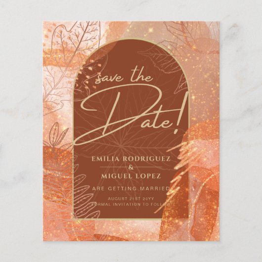 Modern Terracotta FALL Wedding Save the Date Flyer (Voorkant)