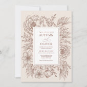 Modern  Terracotta Floral Wedding Kaart (Voorkant)