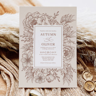 Modern Terracotta Floral Wedding Kaart