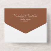 Modern Terracotta Foto QR Code Rsvp Weddenschap All In One Uitnodiging (Achterkant)