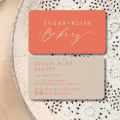 Modern Terracotta Handgeschreven de Kleine Bakery Visitekaartje