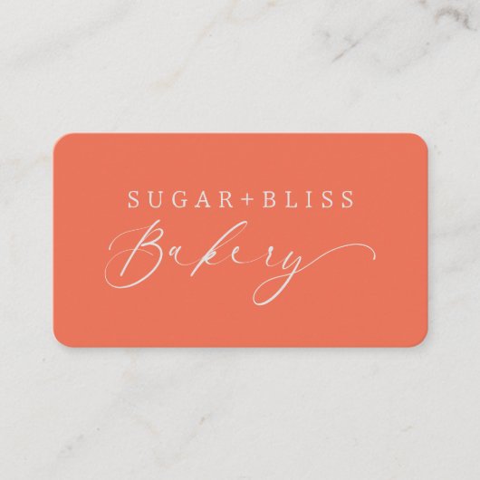 Modern Terracotta Handgeschreven de Kleine Bakery Visitekaartje (Voorkant)
