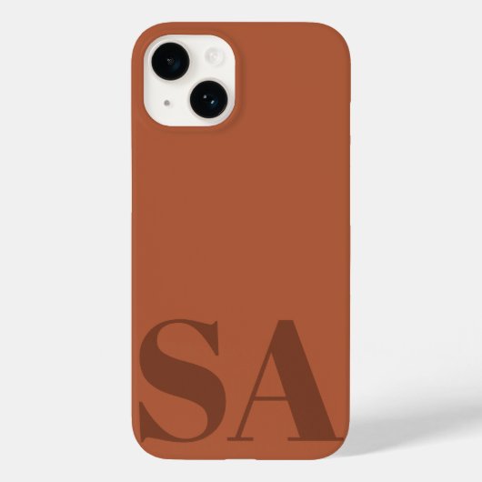 Modern terracotta initiaal miniem hedendaags Case-Mate iPhone case (Achterkant)