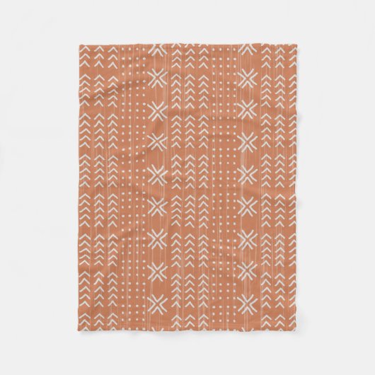 Modern Terracotta Mud Cloth African Pattern Fleece Deken (Voorkant)