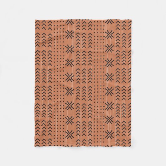 Modern Terracotta Mudcloth African Pattern Fleece Deken (Voorkant)