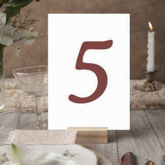 Modern Terracotta Number Table Card Kaart