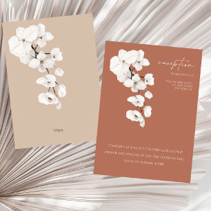 Modern Terracotta Orchids Wedding Reception Informatiekaartje