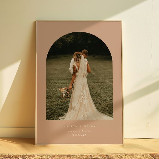 Modern Terracotta Photo Arch Wedding Couple Poster
