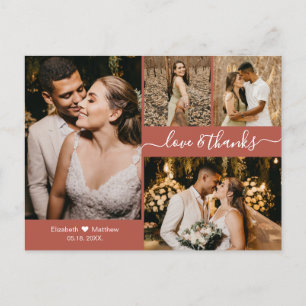 Modern Terracotta Photo Collage Wedding Hartelijk Briefkaart