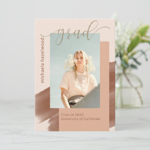 Modern Terracotta Photo Graduation Party Kaart