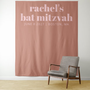 Modern Terracotta Pink Bat Mitzvah Foto Wandkleed