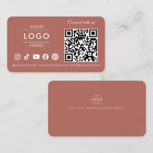 Modern Terracotta QR Code Social Media Logo Visitekaartje