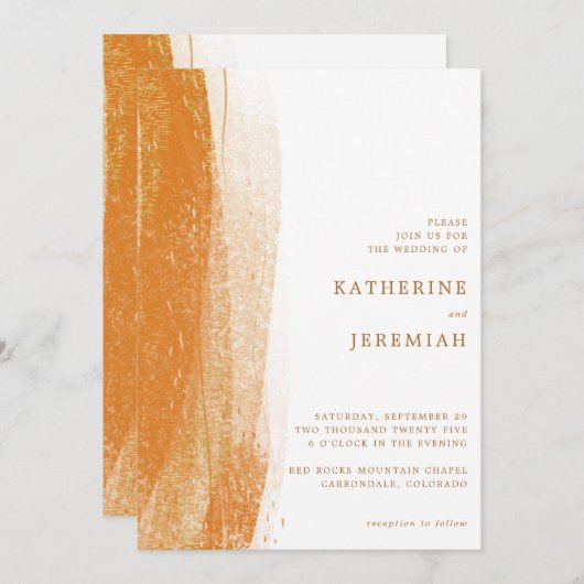 Modern Terracotta Rust Gold Foil Boho Wedding Kaart (Voorkant / Achterkant)