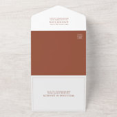 Modern Terracotta Rust in White Photo Wedding All In One Uitnodiging (Buitenkant)