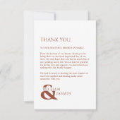 Modern Terracotta Rustic Typography Photo Wedding Bedankkaart (Achterkant)