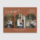 Modern Terracotta Save the Date Tri Arch Photo (Voorkant)