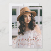 Modern Terracotta Script Foto Afstudeerfeest Kaart (Voorkant)