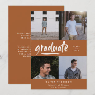 Modern terracotta script multi-foto afstuderen kaart