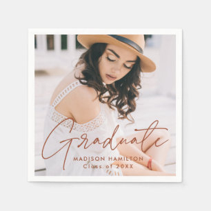 Modern Terracotta Script Photo Afstuderen Servet