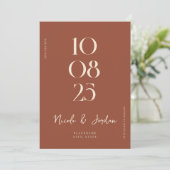 Modern Terracotta Simple Chic Wedding Save The Date (Staand voorkant)