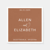 Modern Terracotta Stylish Personalized Wedding Servet (Voorkant)