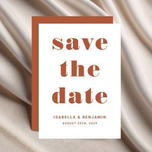 Modern Terracotta Typography Wedding Save The Date