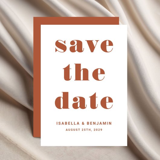Modern Terracotta Typography Wedding Save The Date
