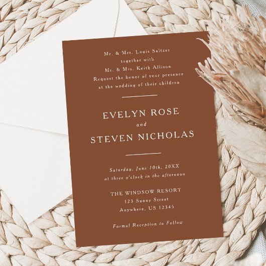 Modern Terracotta Wedding Invitation 