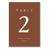 Modern Terracotta Wedding Table Number Kaart (Voorkant)