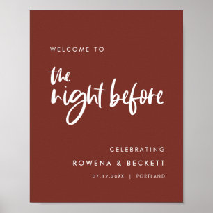 Modern terracotta Welkom in de nacht ervoor Poster