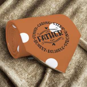 Modern Terracotta White Polka Dots Vaderdag Stropdas