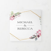 Modern Terrarium Roze Bloemen Fotocollage Trouwen Drieluik Uitnodiging (Cover)