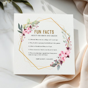 Modern Terrarium Roze Bloemen Fun Facts Trouwen Servet