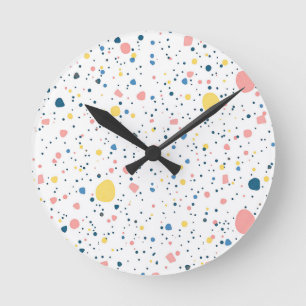 Modern Terrazzo Confetti Stippen Patroon Pastel Ronde Klok