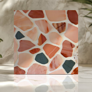 Modern Terrazzo-ontwerp met aardetinten Tegeltje