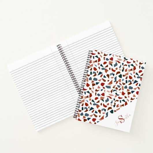 Modern terrazzo patroon monogram notitieboek (Binnen)