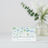Modern Terrazzo Pattern Script Aqua Blue Green Visitekaartje (Staand voorkant)