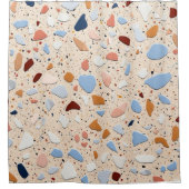 Modern Terrazzo Tegel Design Sinaasappel Red Cream Douchegordijn (Voorkant)